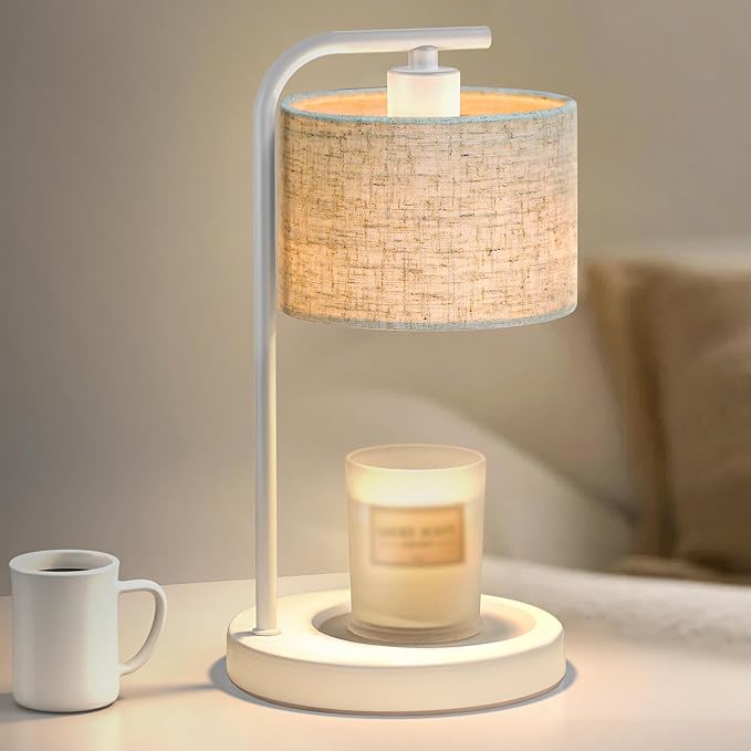 White Candle Warmer Lamp with Timer Dimmer, Electric Candle Warmer Wax Heater, Birthday Gifts for Women Her Mom, House Warming Gifts New Home