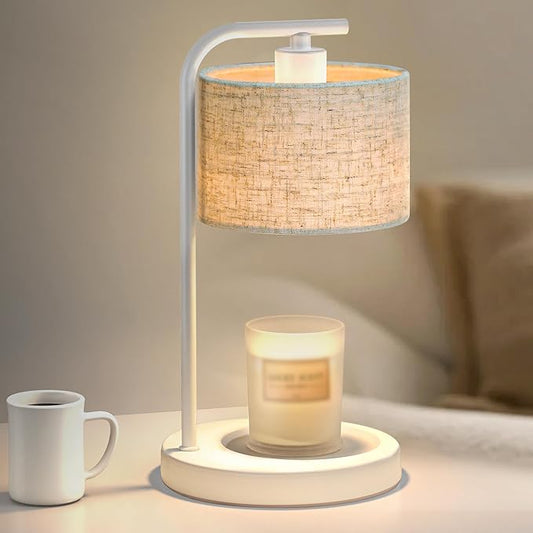 White Candle Warmer Lamp with Timer Dimmer, Electric Candle Warmer Wax Heater, Birthday Gifts for Women Her Mom, House Warming Gifts New Home