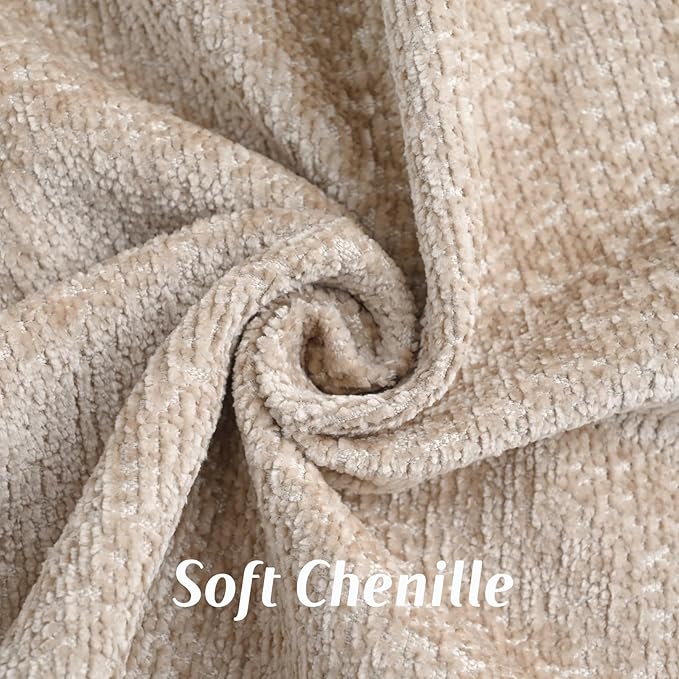 FUTEI Oatmeal Chenille Throw Pillow Covers 22x22 Inch Set of 2,Soft Cozy Bound Edge Design Cushion Case,Home Decor for Couch Bed Living Room