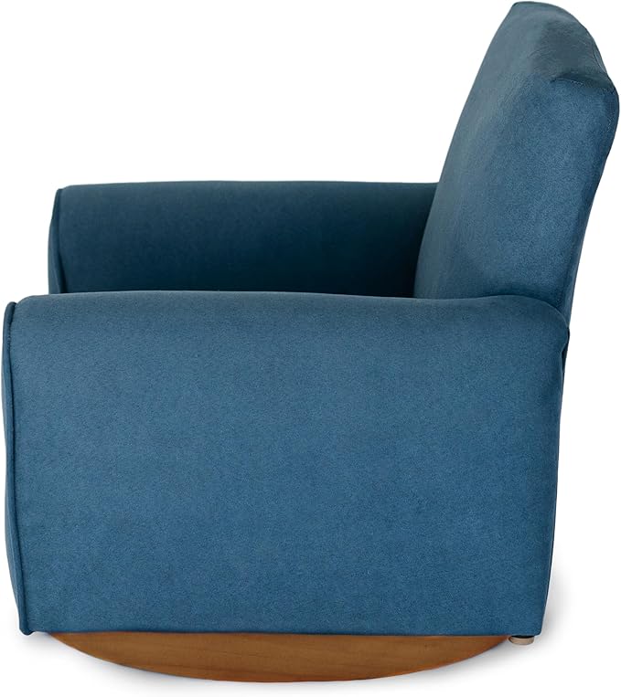 Toddler Personalized Armchair, Kids Upholstered Rocking Chair with Personalization, Toddler Chair with Personalized Name, Comfy Child Armchair, (Navy Suede, Rockers)