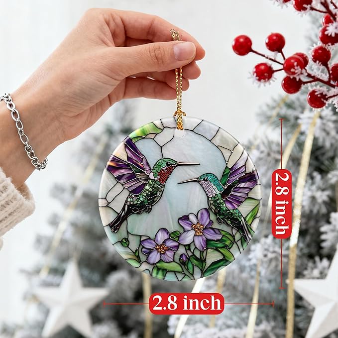 Hummingbird Ornament for Christmas Tree, Christmas Ornaments, Hummingbird Home Decor, Holiday Decor Gifts for Family, Friends & Bird Lovers, Gift Exchange & Gift Idea, Giftbox Included