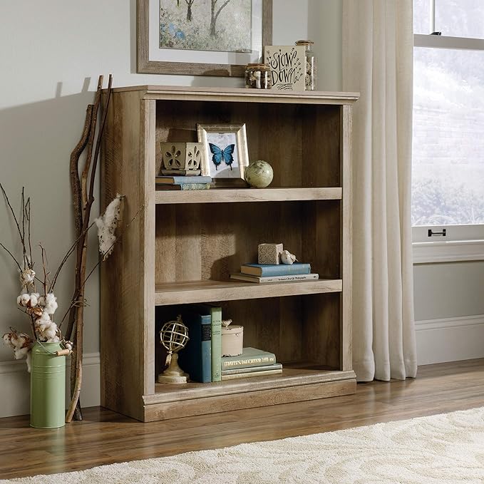 Sauder Miscellaneous Storage 3-Shelf Bookcase/ Book Shelf, Lintel Oak finish