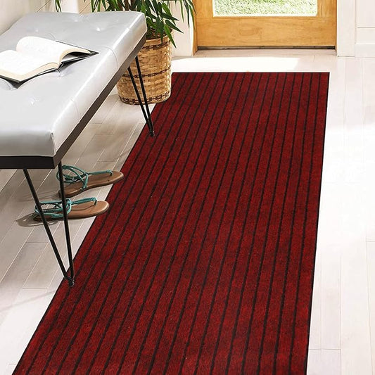 3' x 32' Runner Rugs with Rubber Backing, Indoor Outdoor Utility Carpet Runner Rugs, Stripe Red, Can Be Used as Aisle for The RV and Boat, Laundry Room and Balcony