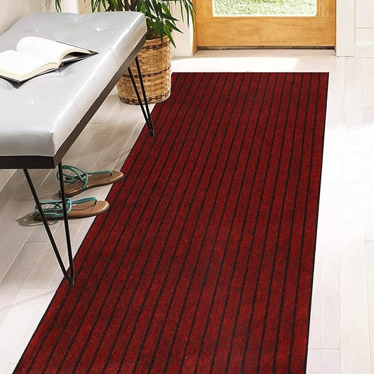 3' x 77' Runner Rugs with Rubber Backing, Indoor Outdoor Utility Carpet Runner Rugs, Stripe Red, Can Be Used as Aisle for The RV and Boat, Laundry Room and Balcony