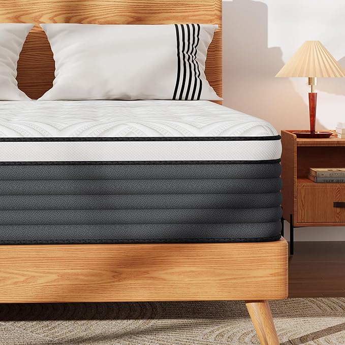 Queen Mattress, 14 Inch Queen Size Mattress in a Box, Hybrid Memory Foam Mattresses with Pocket Spring for Lumbar Support & Pressure Relief & Motion Isolation, Medium Firm, CertiPUR-US Certified