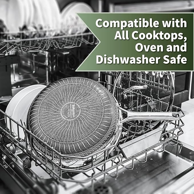 Pots and Pans Set,12 Inch Hybrid Nonstick Frying Pan & 5QT Stockpot,3 PCS Silicone Kitchen Utensils Set