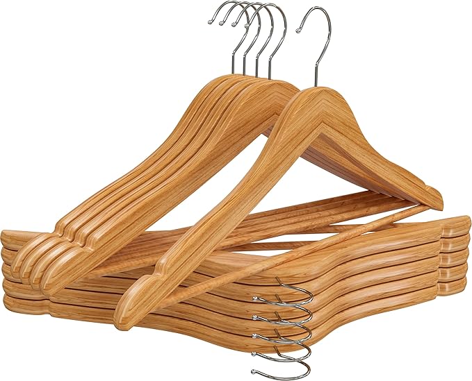 Utopia Home Premium Wooden Hangers 20 Pack - Durable & Slim Coat Hanger - Suit Hanger with 360-Degree Rotatable Hook - Wood Hangers with Shoulder Grooves (Natural Color)