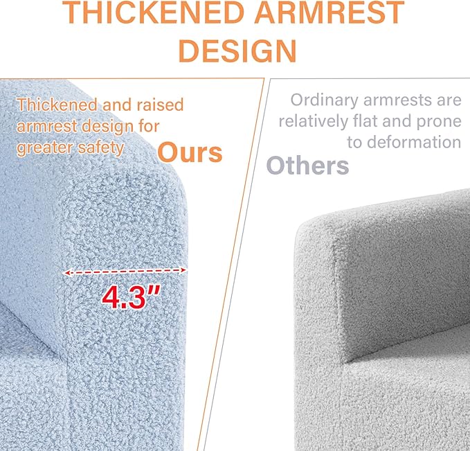 Tiita Kids Couch Plush Toddler Chair, Cloud-Like Glow in The Dark Kids Sofa Toddler Reading Chair with Washable Cover Carrying Handle, Convertible Children Sofa Chair for Girls and Boys