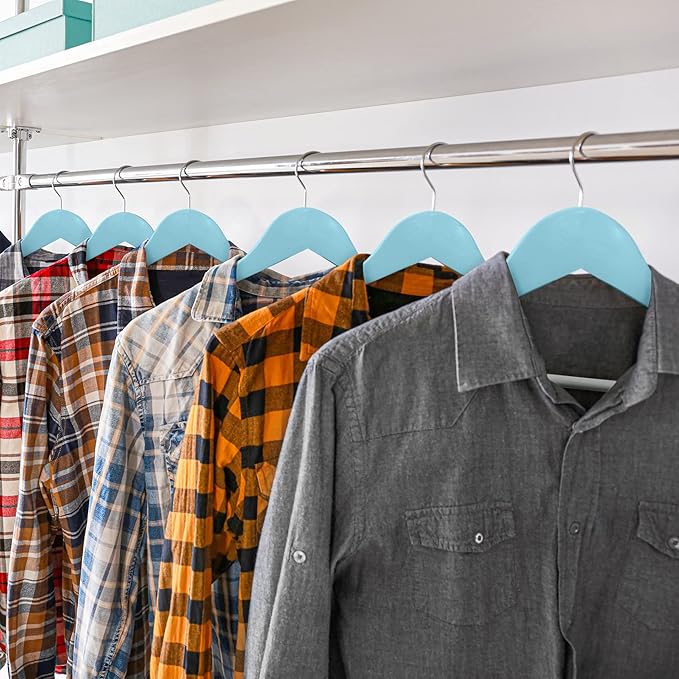 Utopia Home Premium Wooden Hangers 20 Pack - Durable & Slim Coat Hanger - Suit Hangers with 360-Degree Rotatable Hook - Wood Hangers with Shoulder Grooves (Light Blue Color)