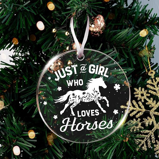 Horse Gifts for Girls - Horse Ornaments for Christmas Tree, Unique Gifts for Women & Cowgirl Gift, Acrylic Western Ornaments, for Horse Lovers & Kids