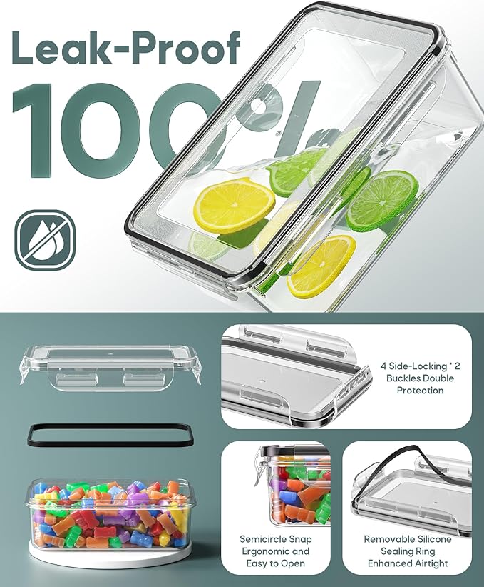 60 PCS Food Storage Containers with Lids Airtight, Total 718oz Leakproof Containers Set for Kitchen Storage, Meal Prep, Reusable Plastic, Microwave/Dishwasher Safe, Extra Labels & Pen