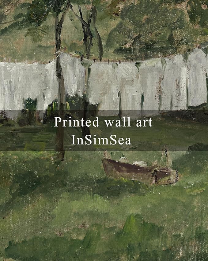 InSimSea Framed Wall Art for Living Room Vintage Laundry Room Art Print Antique Oil Painting Country Landscape Vintage Wall Art Canvas for Bathroom Bedroom OfficeGallery 12x16in