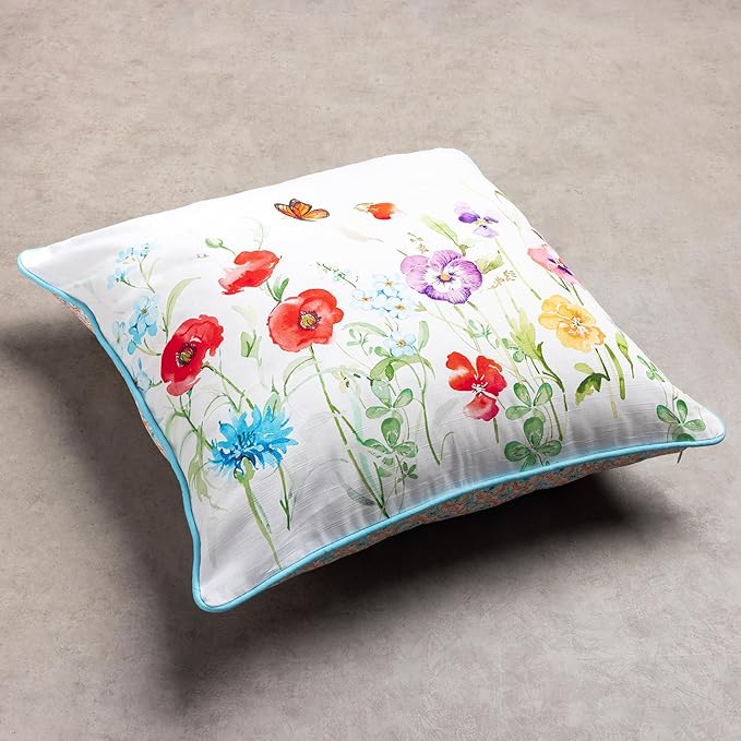 Maison d' Hermine Decorative Cushion Cover 100% Cotton 20"x20" Throw Couch Cover Washable Square Pillowcases with Invisible Zipper for Sofa, Couch, Bedroom, Summer Whisper