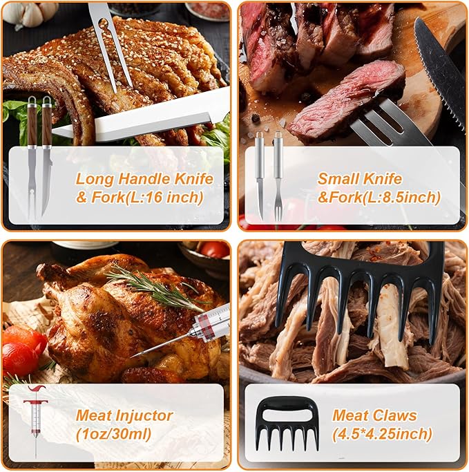 137PCS BBQ Grill Accessories Set – Stainless Steel Grill Tools for Outdoor Grill with Carrying Case, Heatproof Handles & BBQ Utensils for Camping, Backyard & Gifts