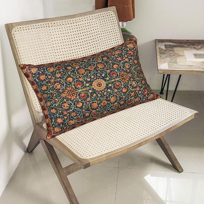 Boho Floral Pillow Covers 12x20 Set of 2, William Morris Flower Pattern Design Decorative Throw Pillows Bohemian Vintage Farmhouse Cushion Pillow Covers for Sofa Couch Bed Outdoor Decor