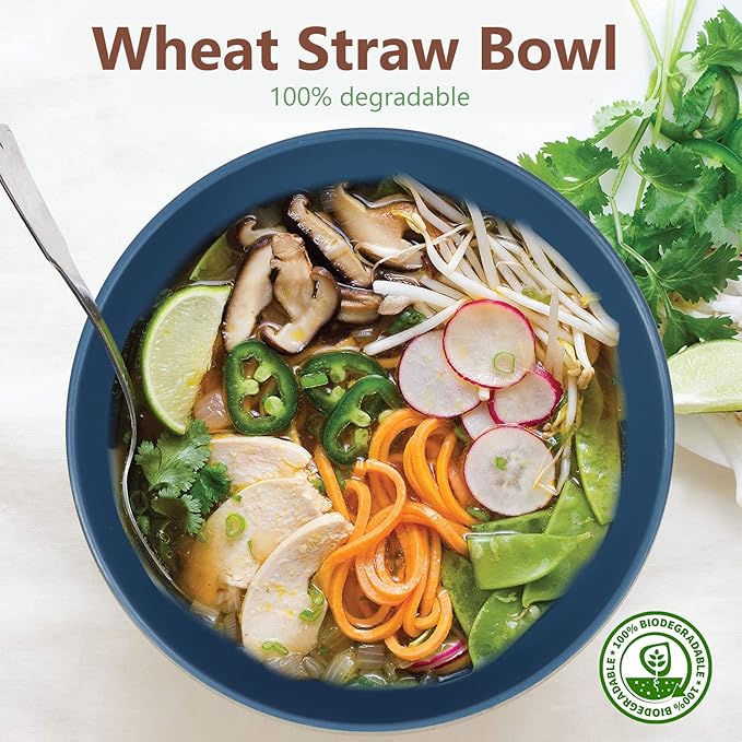 Homienly Unbreakable Cereal Bowl Set 26 OZ, Premium Wheat Straw Bowls Set of 8, Microwave and Dishwasher Safe Bowls, Dessert Bowl for Kitchen, Serving Soup, Unbreakable Oatmeal Bowls(Blue, 26 OZ)