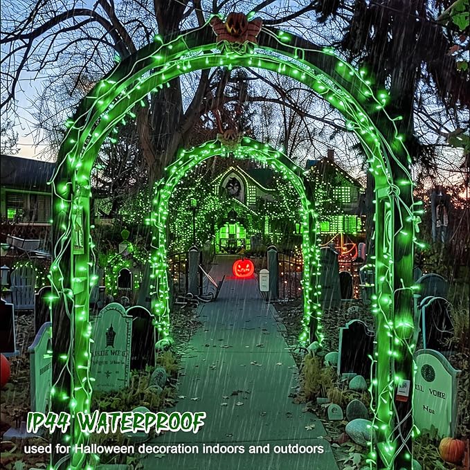 JMEXSUSS Green String Lights Indoor Plug in,150 LED Connectable Green Christmas Lights Outdoor, 59ft 8 Modes Halloween String Light for Bedroom Room Party Christmas Tree Halloween Decor