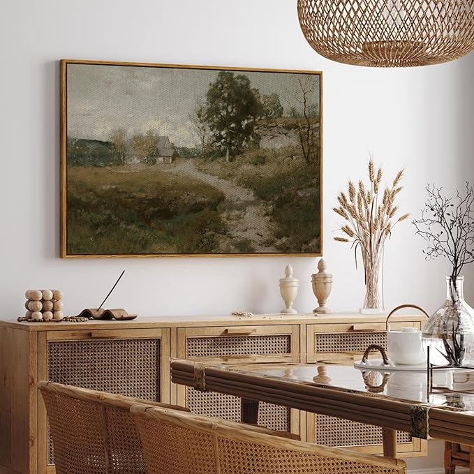 InSimSea Framed Canvas Wall Art, Vintage Countryside Landscape Farmhouse Decor, Wall Art for Living Room, French Country Decor, 24"x36"