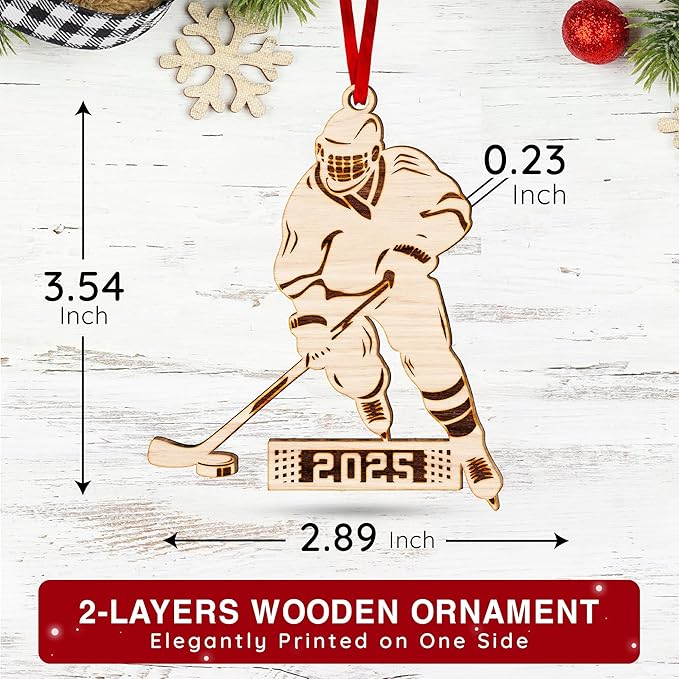 Hockey Ornament - Ideal Ice Hockey Ornaments for Christmas Tree, Unique Gift for Hockey Players, Christmas Ornament for Those Cherishing Ice-Hockey, 2025 Special Ice-Hockey Ornaments