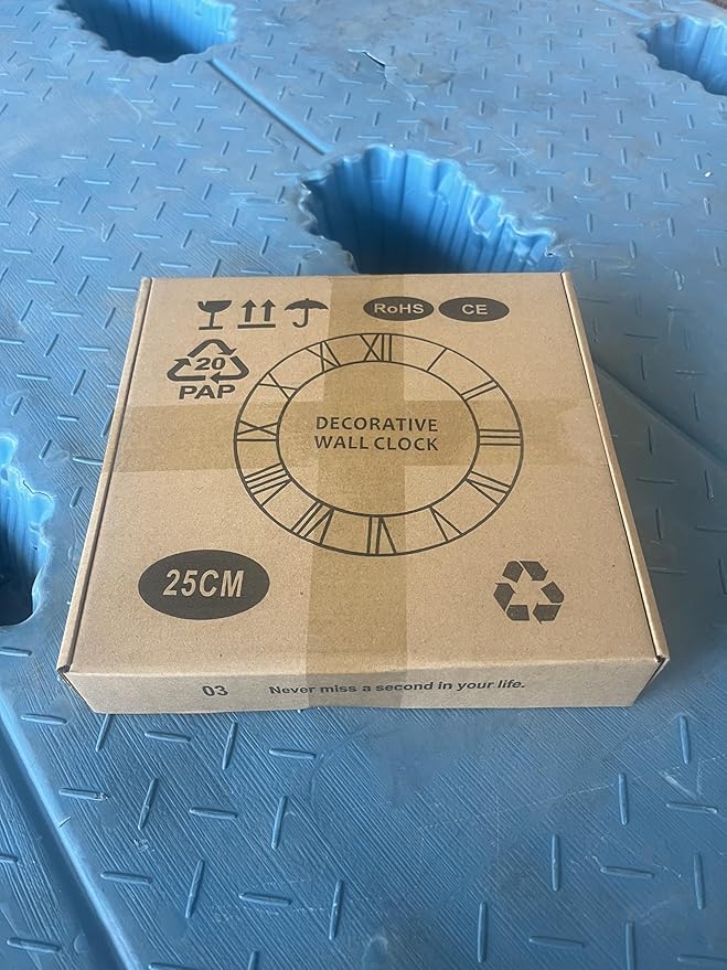 Maxstar Wall Clock Battery Operated,Silent Non-Ticking Modern Rustic Metal Round Clocks Small for Living Room/Bedroom/Office/Kitchen/Farmhouse Home Decor-10 Inch(Yellow-Wood)