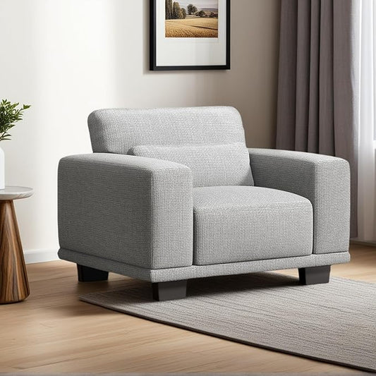 Marsail 40" Sofa Couch, 1-Seater Couches with Wide Armrests & Deep Cushions, Modern Linen Fabric Sofas for Living Room, Comfy Upholstered Couch with Removable Washable Covers, Grey