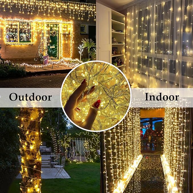 66FT 200LED Christmas String Lights Outdoor/Indoor, Extendable Twinkle Fairy Lights Waterproof Clear Wire with 8 Modes&Timer Function for Garden Bedroom Patio Christmas Tree Decorations (Warm White)