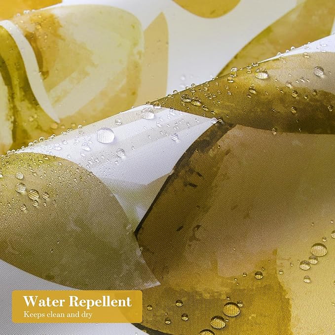 MitoVilla Yellow Fall Eucalyptus Shower Curtain, Plant Leaves Fabric Cloth Shower Curtains for Rustic Vintage Bathroom Decor, Modern Chic Botanical Shower Curtain, 72x72