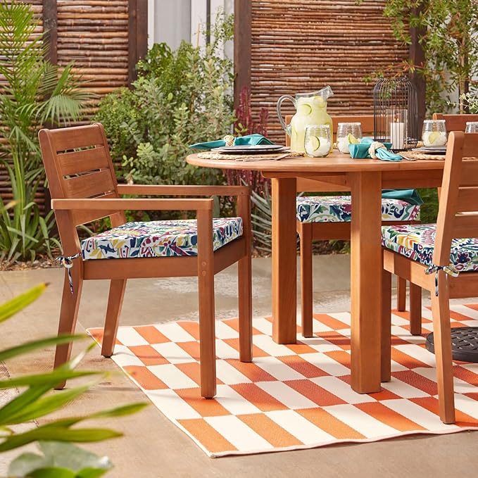 Set of 2 Outdoor Square Chair Cushions 18.5"x16"x2" for Patio, Water Resistant Patio Dining Seat Pads Replacement for Kitchen Garden and Outdoor Furniture Decoration - Vigour Paisley