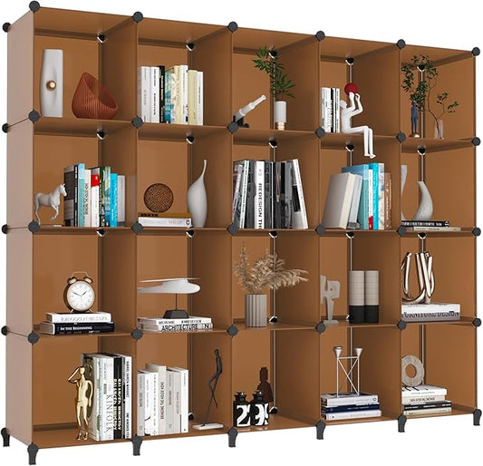 HOMIDEC 20-Cube Storage Organizer, Closet Organizer Storage Shelf Bookcase Bookshelf with Metal Hammer, Storage Cubes Organizer Cabinet for Kids, Closet, Bedroom, Bathroom