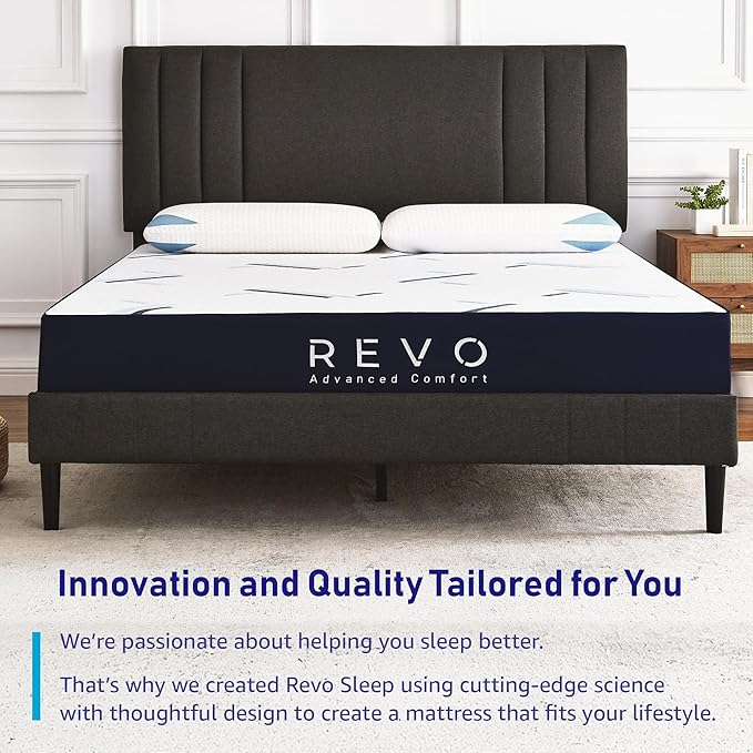 REVO SLEEP Gel Memory Foam Mattress, 10-Inch Queen – Cooling Gel Foam Bed with Contouring Support, Pressure Relief & Breathable Comfort – Balanced Feel for All Sleepers