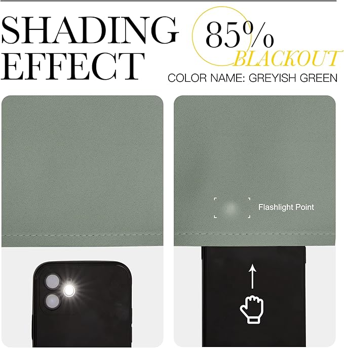 NICETOWN Bedroom Curtain Panels Blackout Draperies, Thermal Insulated Solid Grommet Blackout Curtains/Drapes (Greyish Green, 1 Pair, 34 by 45-inch)