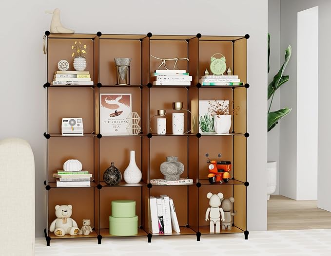 HOMIDEC Closet Organizers and Storage, 9 Cube Storage Organizer Cubes, Portable Closet Organizer Shelves for Clothes, Bedroom, Wardrobe, Kids Room, Bathroom, Brown