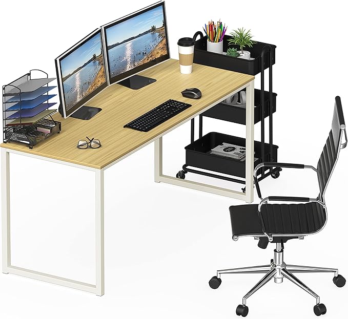 SHW Mission 55-Inch Home Office Computer Desk, Oak