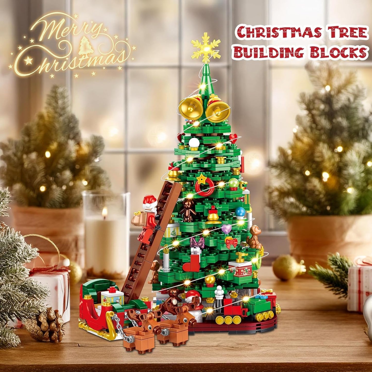 Siyaluens Advent Calendar 2025 - Christmas Tree Building Block Set, 1011 Pieces Christmas Santa Claus Moose Toy Decorations Building Kits for Adults Teen Girls Boys Countdown Calendar Gifts