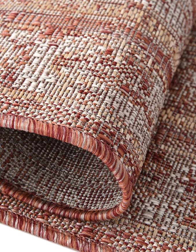 Unique Loom Outdoor Traditional Collection Area Rug - Valeria (13' Square Rust Red/Ivory)