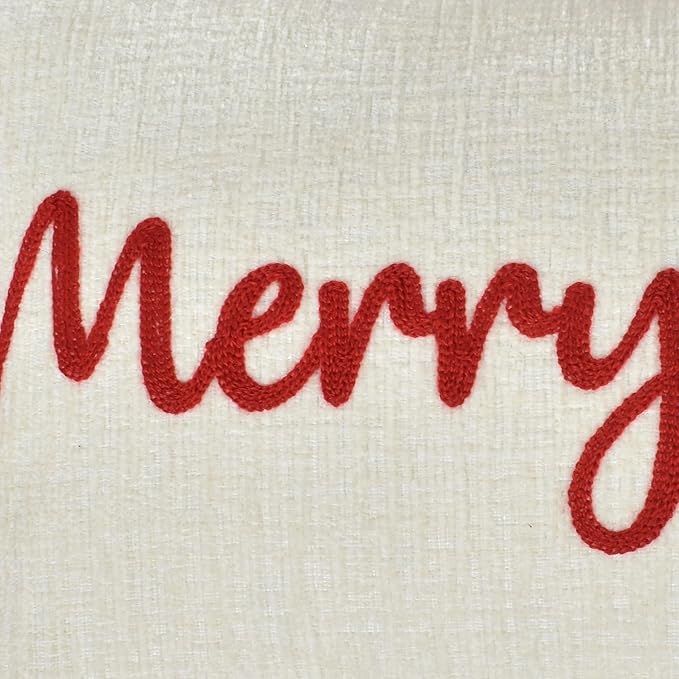 Nice Merry and Bright Christmas Decor Cotton Burlap Decorative Rectangle Throw Lumbar Waist Pillow Case Cushion Cover for Couch Living Room 12X24 inches