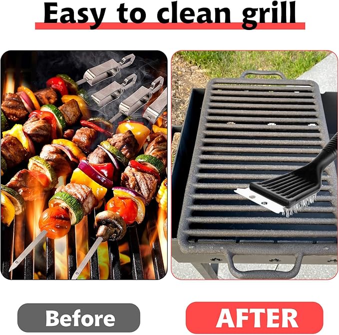 9 Pieces Grill Brush and Scraper Stainless Steel Wire Grill Brush Extra Strong BBQ Cleaner Accessories Heavy Duty Barbecue Grill Cleaning Brush Cleaner (8 Inch)