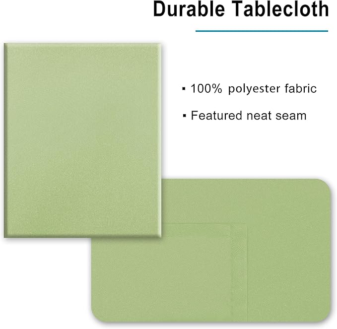 Hiasan Light Sage Square Tablecloth - Waterproof and Spillproof Washable Fabric Table Cloth for Dining Room Kitchen, 60 x 60 Inch