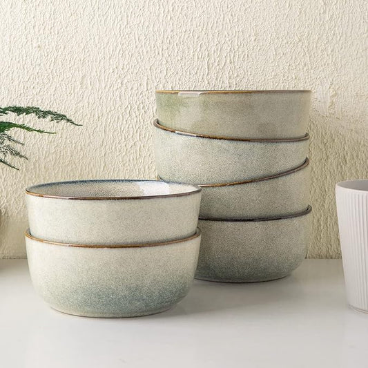 AmorArc Cereal Bowls Set of 6 for Kitchen, 26oz Stoneware Soup Bowls Set for Cereal Soup, Modern Kitchen Bowls for Meal, Dishwasher &Microwave Safe, Reactive Glaze
