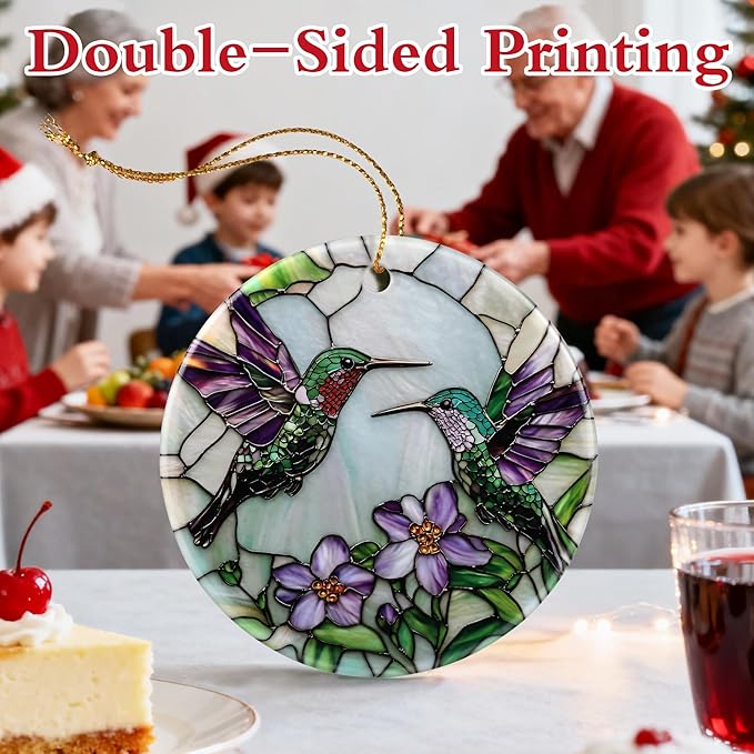 Hummingbird Ornament for Christmas Tree, Christmas Ornaments, Hummingbird Home Decor, Holiday Decor Gifts for Family, Friends & Bird Lovers, Gift Exchange & Gift Idea, Giftbox Included