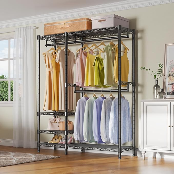 VIPEK V2i Garment Rack for Hanging Clothes, Portable Closet System with 4 Adjustable Shelves & 2 Hanging Rods, Heavy Duty Metal Clothes Rack, Freestanding Wardrobe Closet Rack, Max Load 700lbs
