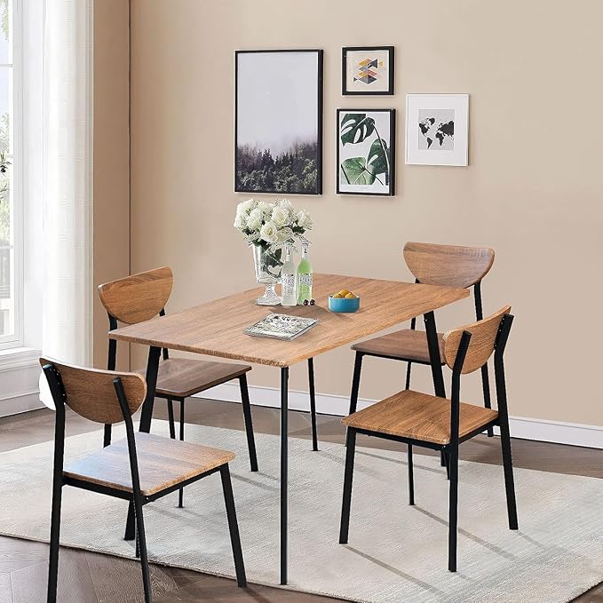 Hooseng Dining Room Table Set Dinner Table Set for 4 Breakfast Table Set for 4, Suitable Kitchen, Living Room, Breakfast, Small Spaces (1, Moon)