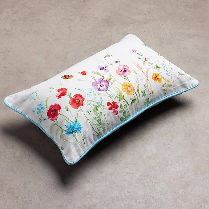 Maison d' Hermine Decorative Pillow Cover 100% Cotton 12"x20" Rectangular Washable Cushion Covers with Invisible Zipper for Couch, Bedroom, Home, Summer Whisper