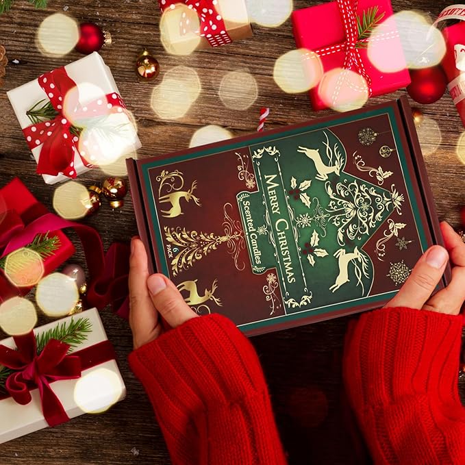 Christmas Scented Candles for Home, 6 Pack Soy Set, 21 oz Jar, Perfect Gifts for Women/Coworker/Girlfriend/Friends