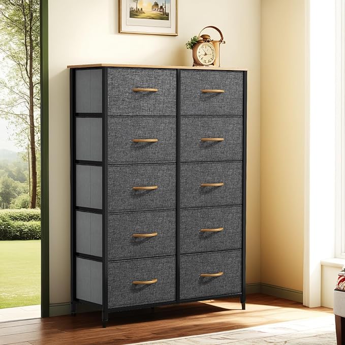 YITAHOME 10 Drawers Dresser, Fabric Dresser, Fabric Storage Tower, Organizer Unit for Bedroom, Living Room, Hallway, Closets