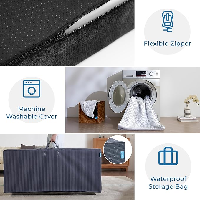 Odorless Foldable Mattress Queen 80" x 60" x 6", 6 Inch Folding Foam Mattress with Storage Bag, Trifold Memory Foam Mattress for RV, Guest Bed