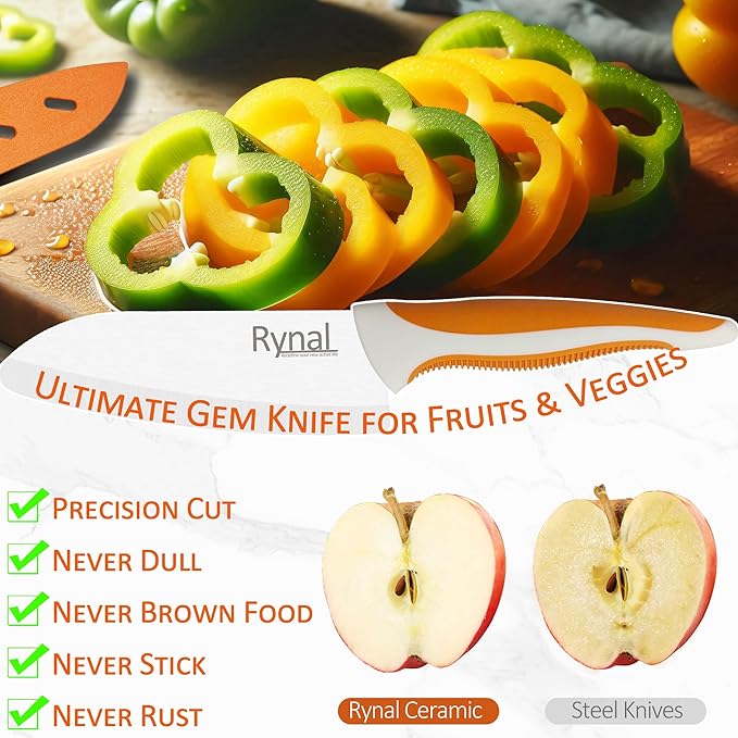 Ceramic Knife - 5.5" Chef's Santoku Knife - Light, Precise, Sharp Ceramic Kitchen Knife with Cover & Soft Grip