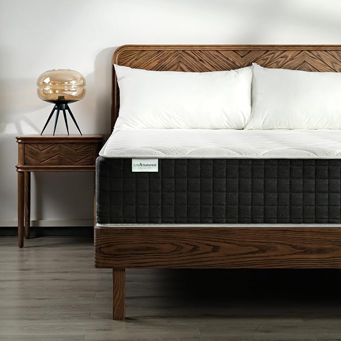 Life Balance Hybrid King Mattress 12 Inch, Medium Firm, Made in USA, Supportive Foam & Innerspring Coils, Motion Isolation & Pain Relief, Mattress in a Box, CertiPUR-US Certified, CE-12-K