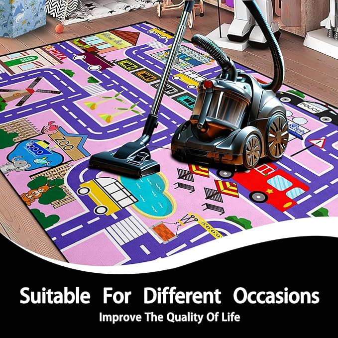 Car Rugs for Kids Toy Cars - Car Track Carpet for Boys Road Rug for Bedroom Road Map Carpet for Kids Toy Play Mat Farm, 3x5 Feet