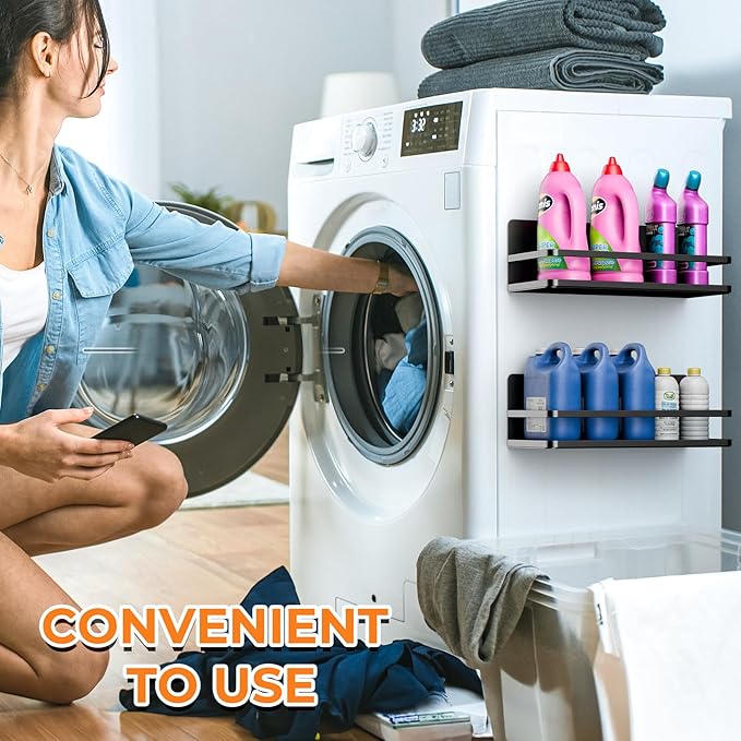 Grtard 2 Pack Magnetic Spice Rack for Refrigerator, Black Magnetic Shelves for Side of Refrigerator, Metal Magnetic Refrigerator Shelves, Magnetic Spice Racks for Jars, Home, Kitchen, Cabinet